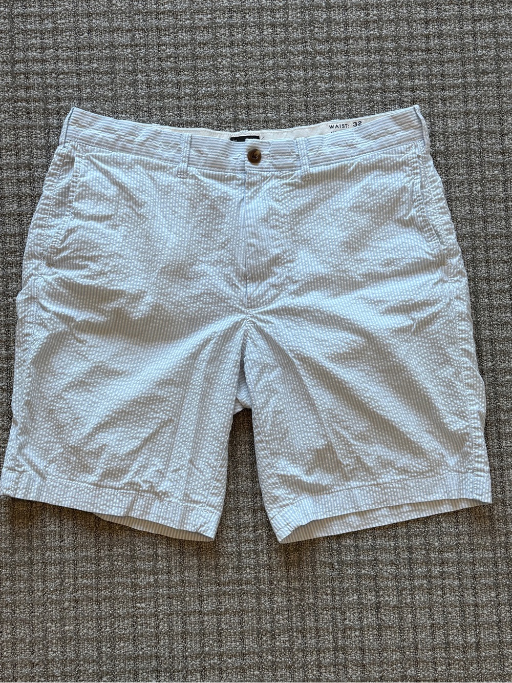 J. Crew Classic Blue & White Seersucker Flat-Front Men's Shorts